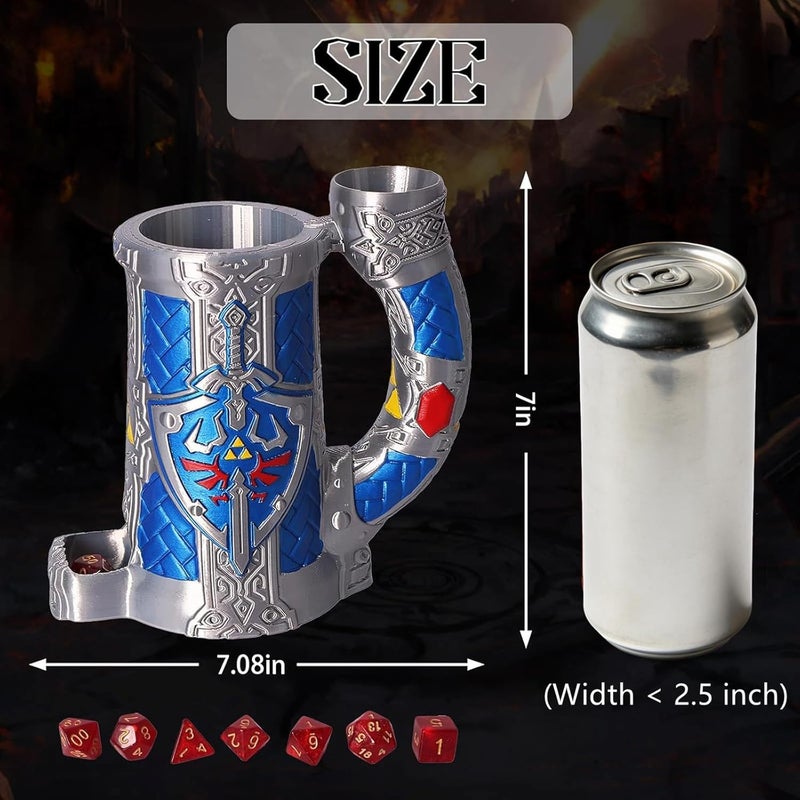 Luazuri Store Dice Tower Mug, Dice Rolling Tower, Comes with 7 PCS Dice Set, Suitable for DND Dungeons and Dragons, Tabletop Games, Available As Drink Holder, D&D Gifts, DND Accessories (Blue-Gray) - Image 3
